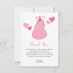 Tarjeta De Agradecimiento Chica de guiones de calabaza rosa suave Baby Showe