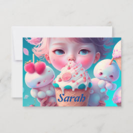 Tarjeta De Agradecimiento Chica de helados de Kawaii