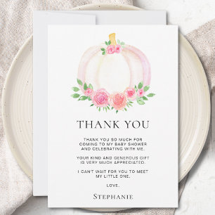 Tarjeta De Agradecimiento Chica de la Calabaza Caída Baby Shower Gracias