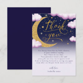 Tarjeta De Agradecimiento Chica de la Luna Baby Shower Gracias