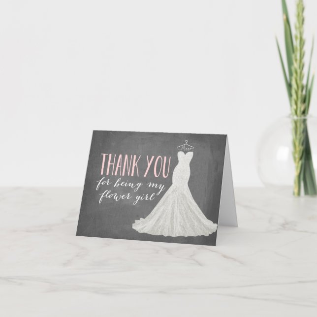 Tarjeta De Agradecimiento Chica de las Flores Agradecida | Dama de Honor (Anverso)