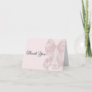 Tarjeta De Agradecimiento Chica de lazo elegante rosa Baby Shower 