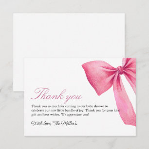 Tarjeta De Agradecimiento Chica de lazo rosa Baby Shower
