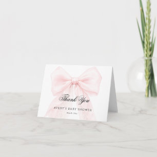 Tarjeta De Agradecimiento Chica de lazo rosa Fiesta moderna de bebé 
