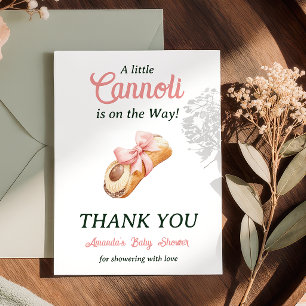 Tarjeta De Agradecimiento Chica de lazo rosa Little Cannoli Baby Shower ital
