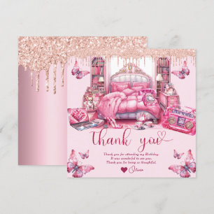 Tarjeta De Agradecimiento Chica de levadura Purpurina de cumpleaños