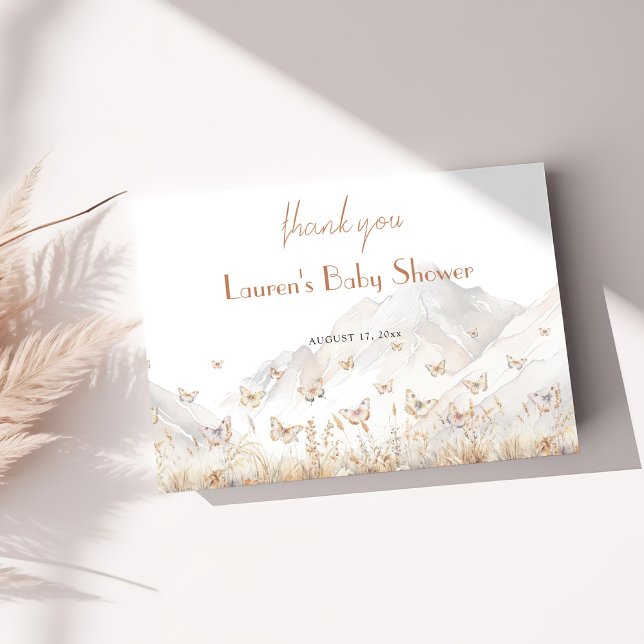 Tarjeta De Agradecimiento Chica de los montes Butterfly Boho (Subido por el creador)