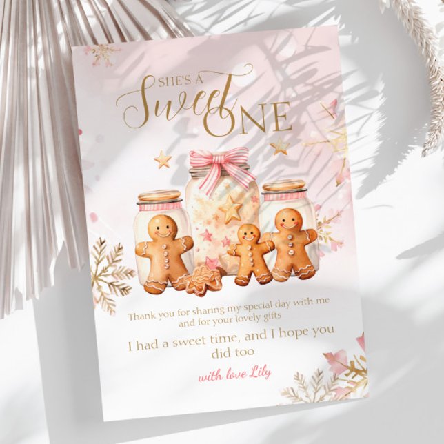 Tarjeta De Agradecimiento Chica de los Navidades de Gingerbread Sweet Pink (Subido por el creador)