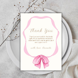 Tarjeta De Agradecimiento Chica de marco de barrido rosado Baby Shower