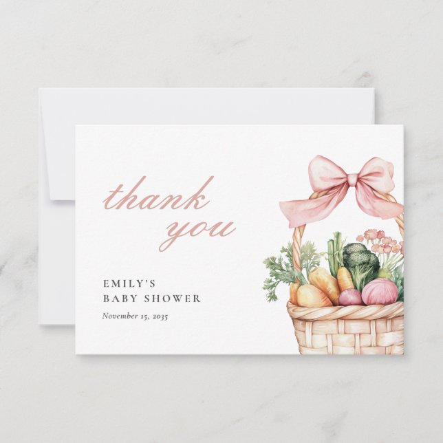 Tarjeta De Agradecimiento Chica de mercado de agricultores locales Baby Show (Anverso)