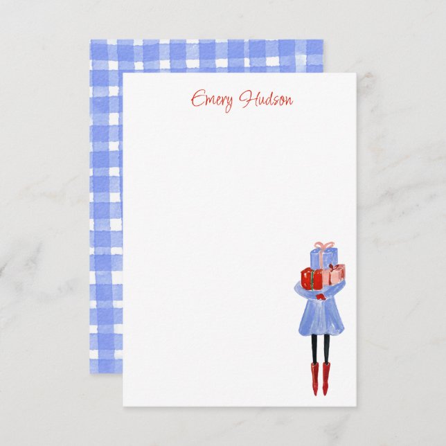 Tarjeta De Agradecimiento Chica de moda acuarela personalizado (Anverso / Reverso)