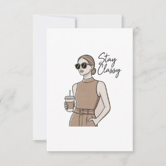 Tarjeta De Agradecimiento Chica de Moda Chic Mantén la Clase  Estética Minim