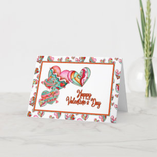 Tarjeta De Agradecimiento Chica de moda Hearts Valentine