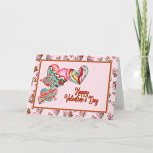 Tarjeta De Agradecimiento Chica de moda Hearts Valentine