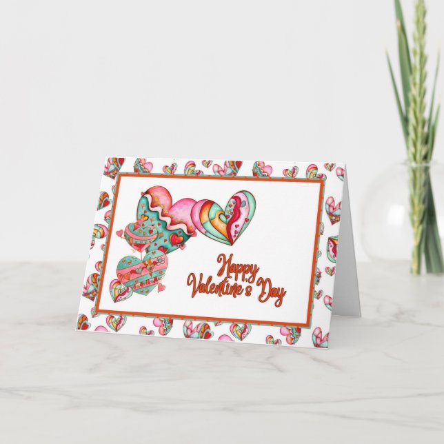 Tarjeta De Agradecimiento Chica de moda Hearts Valentine (Anverso)