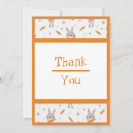 Tarjeta De Agradecimiento Chica de Naranja de Conejo Cuto