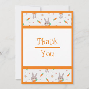 Tarjeta De Agradecimiento Chica de Naranja de Conejo Cuto