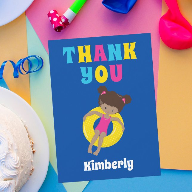 Tarjeta De Agradecimiento Chica de natación afroamericano lindo (Subido por el creador)