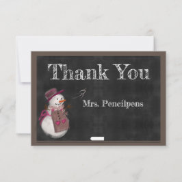 Tarjeta De Agradecimiento Chica De Nieve Cute Chalkboard Gracias Profesor