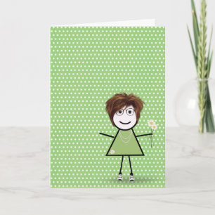 Tarjeta De Agradecimiento Chica de Palitos con Daisies Gracias