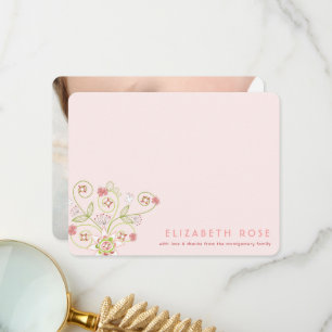 Tarjeta De Agradecimiento Chica de Recién nacido de floración rosa brillante