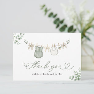 Tarjeta De Agradecimiento Chica de ropa tendida boho neutral Baby Shower