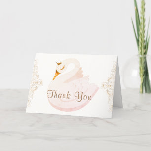 Tarjeta De Agradecimiento Chica de Swan de Princesa de Vintage Baby Shower