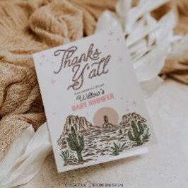 Tarjeta De Agradecimiento Chica de Vaqueras de Occidente Baby Shower Gracias