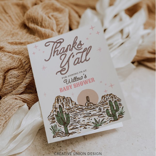 Tarjeta De Agradecimiento Chica de Vaqueras de Occidente Baby Shower Gracias (Subido por el creador)