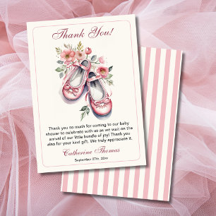 Tarjeta De Agradecimiento Chica de zapatos de Ballerina Rosa Vieja Baby Show