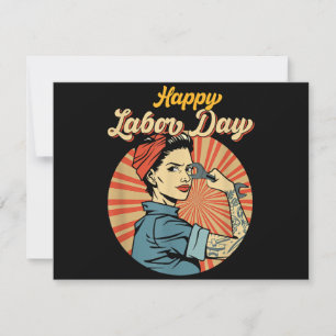 Tarjeta De Agradecimiento Chica del feliz Día del Trabajo y fuerte movimient