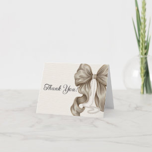 Tarjeta De Agradecimiento Chica del lazo beige Baby Shower