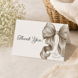 Tarjeta De Agradecimiento Chica del lazo beige Baby Shower