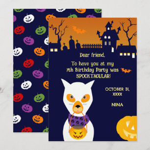Tarjeta De Agradecimiento Chica Disfraz De Halloween Fiesta De Cumpleaños