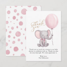 Tarjeta De Agradecimiento Chica Elephant Balloons Baby Shower Gracias Tarjet