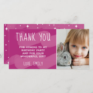 Tarjeta De Agradecimiento Chica Estrella de agua de onda rosa cúpula