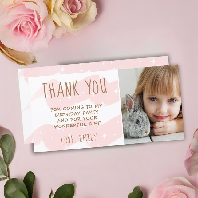 Tarjeta De Agradecimiento Chica Estrella de agua de onda rosa cúpula (Subido por el creador)