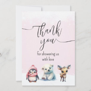 Tarjeta De Agradecimiento Chica exterior frío rosa Baby Shower