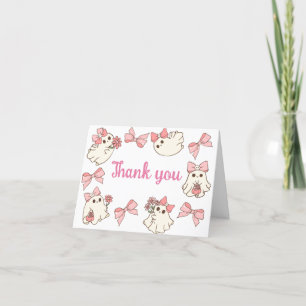Tarjeta De Agradecimiento Chica Fantasma Pequeño Boo Halloween Baby Shower