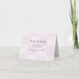 Tarjeta De Agradecimiento Chica Fiesta de Bebé Cuadrada Rosa Moderna