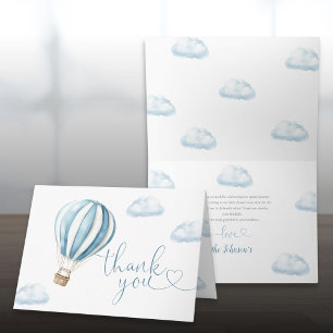 Tarjeta De Agradecimiento Chica Fiesta de Globos Aerostáticos Azules para el