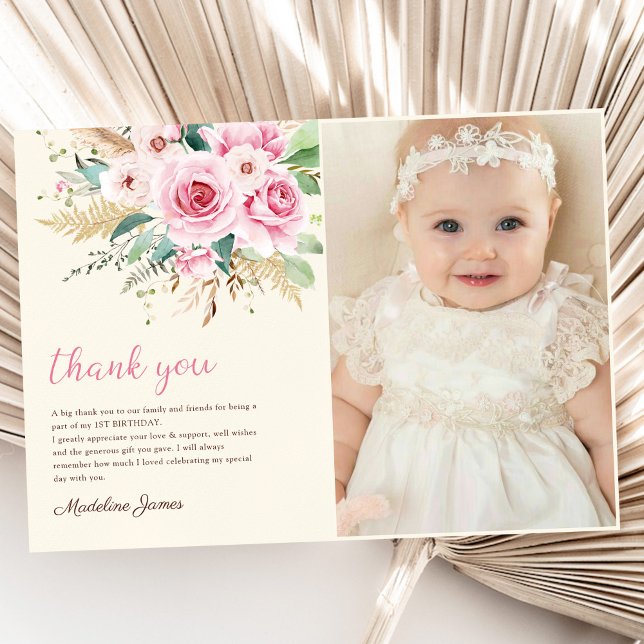 Tarjeta De Agradecimiento Chica Flor silvestre foto de Fiesta de cumpleaños  (Subido por el creador)