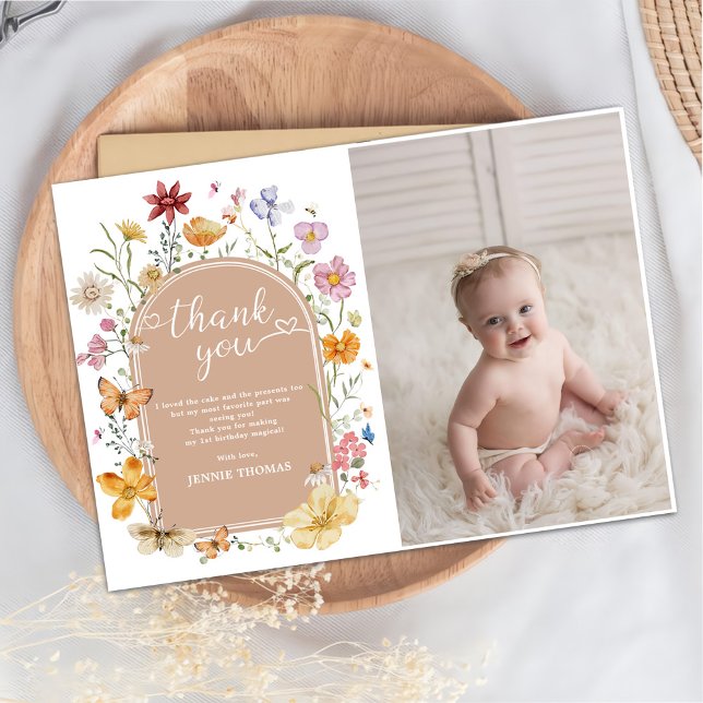 Tarjeta De Agradecimiento Chica Flor silvestre foto de Fiesta de cumpleaños  (Subido por el creador)
