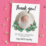 Tarjeta De Agradecimiento Chica fotográfico de Clovers rosado afortunado Bab<br><div class="desc">Pink cuatro hojas trébol temática chica de bebé ducha de agradecimiento tarjeta personalizada con una foto de su hija recién nacida para agradecer a los invitados que llegaron a su afortunada ducha de bebé encanto con la foto de su bebé enmarcada por ilustraciones de cuatro tréboles hoja a mano y...</div>
