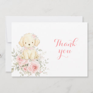 Tarjeta De Agradecimiento Chica Golden Retriever Baby Shower Floral Cachorro