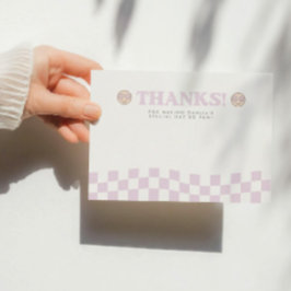 Tarjeta De Agradecimiento Chica Groovy Verificada Cara Feliz | 1er Cumpleaño