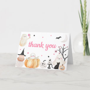 Tarjeta De Agradecimiento Chica Halloween Little Boo Baby Shower