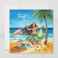 Chica Hawaiana está bailando junto a la playa