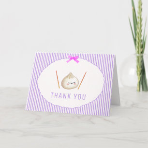 Tarjeta De Agradecimiento Chica Kawaii Morada Arco Cumpleaños Asiático de So