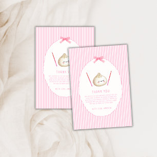 Tarjeta De Agradecimiento Chica Kawaii Rosa Arco Cumpleaños de Bebé Asiático